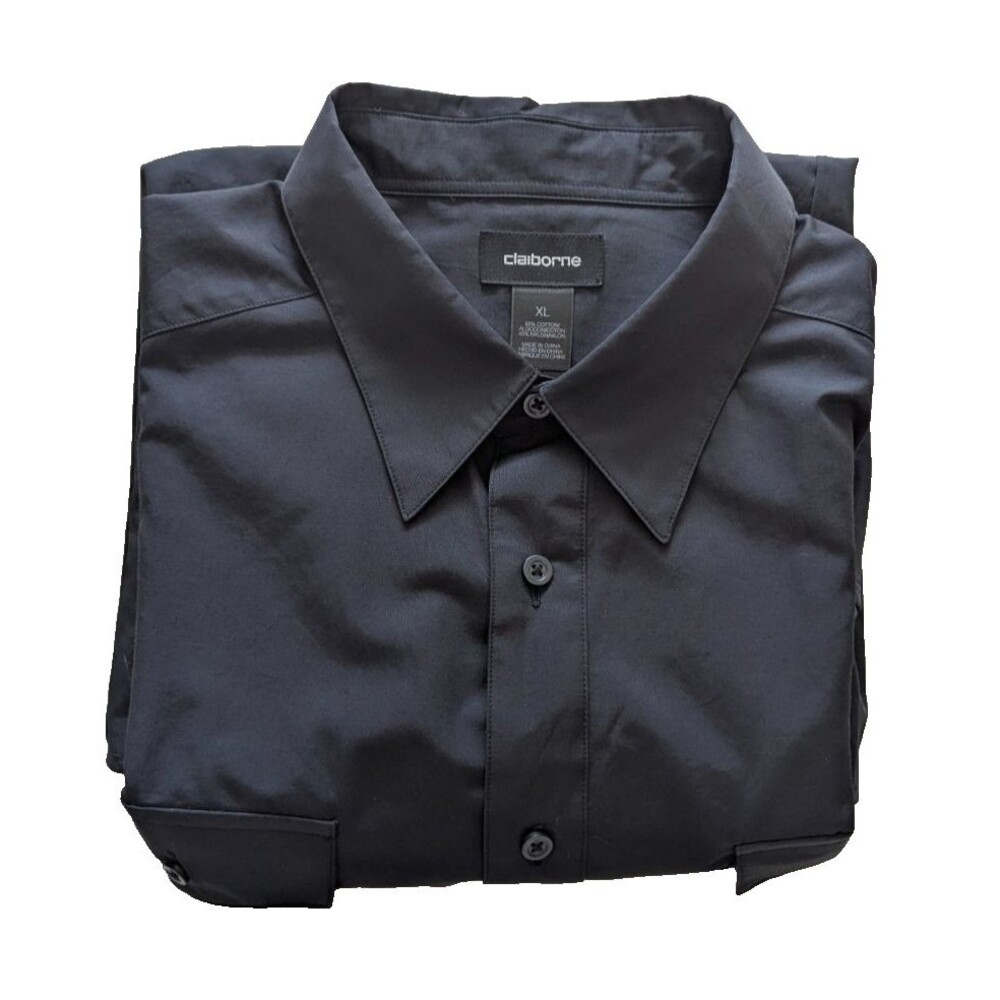 Claiborne Men's Long Sleeve Shirt Cotton Blend Black